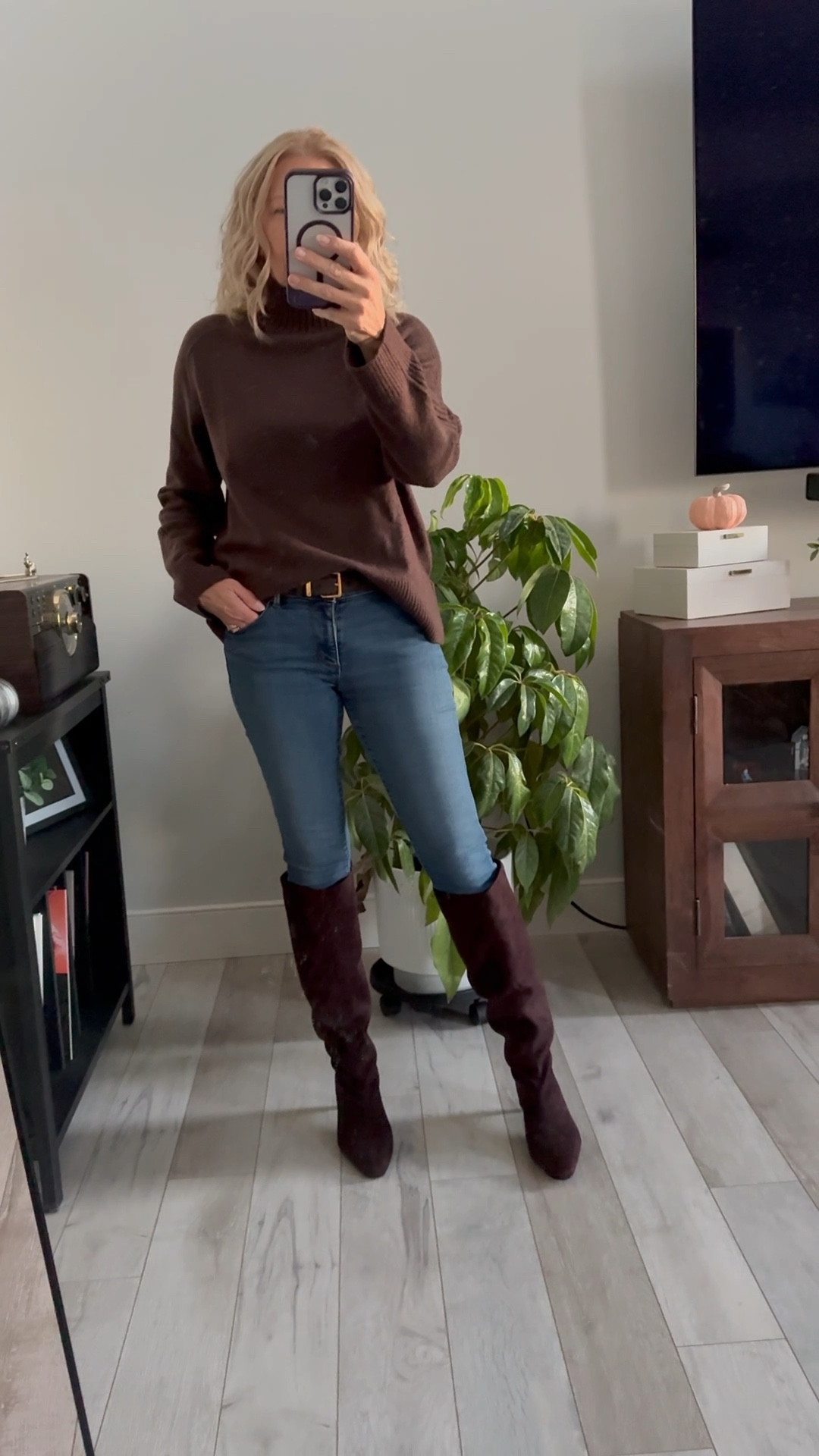 OOTD Starting the week easy with something comfy but warm. It was 33 degrees this morning! Sweater is Loft size small, boots are Banana Republic size 8. Both fit tts. #fall #winter #outfitinspo #outfitidea #whattowear #businesscasual

#LTKSeasonal #LTKWorkwear #LTKOver40