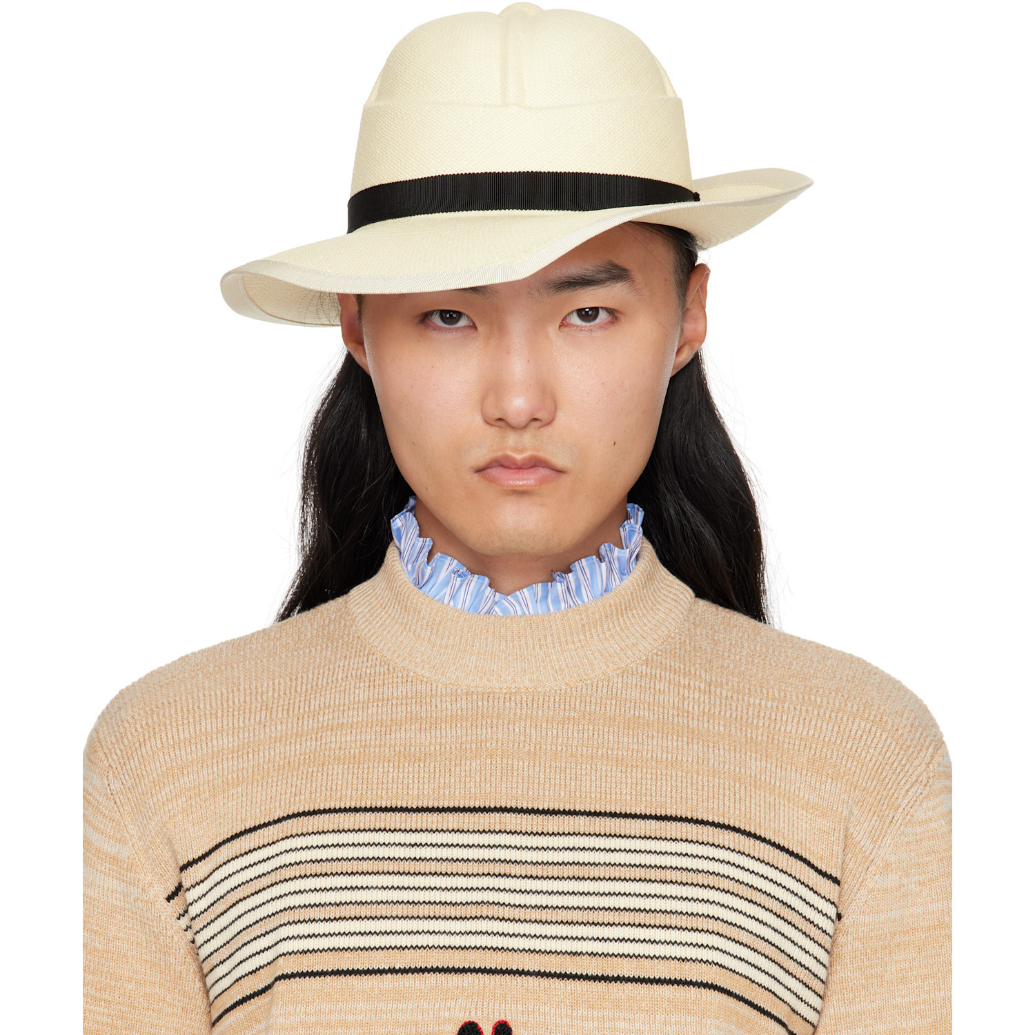 Valentino Garavani Off-White Large Brim Panama Hat | SSENSE