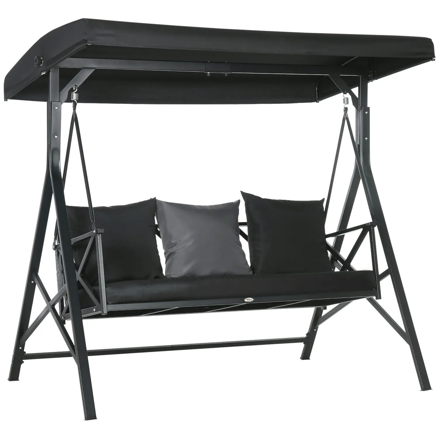 Dimakai 3 -person Black Steel Outdoor Swing one_size | DK-AB-42468 | Lowe's