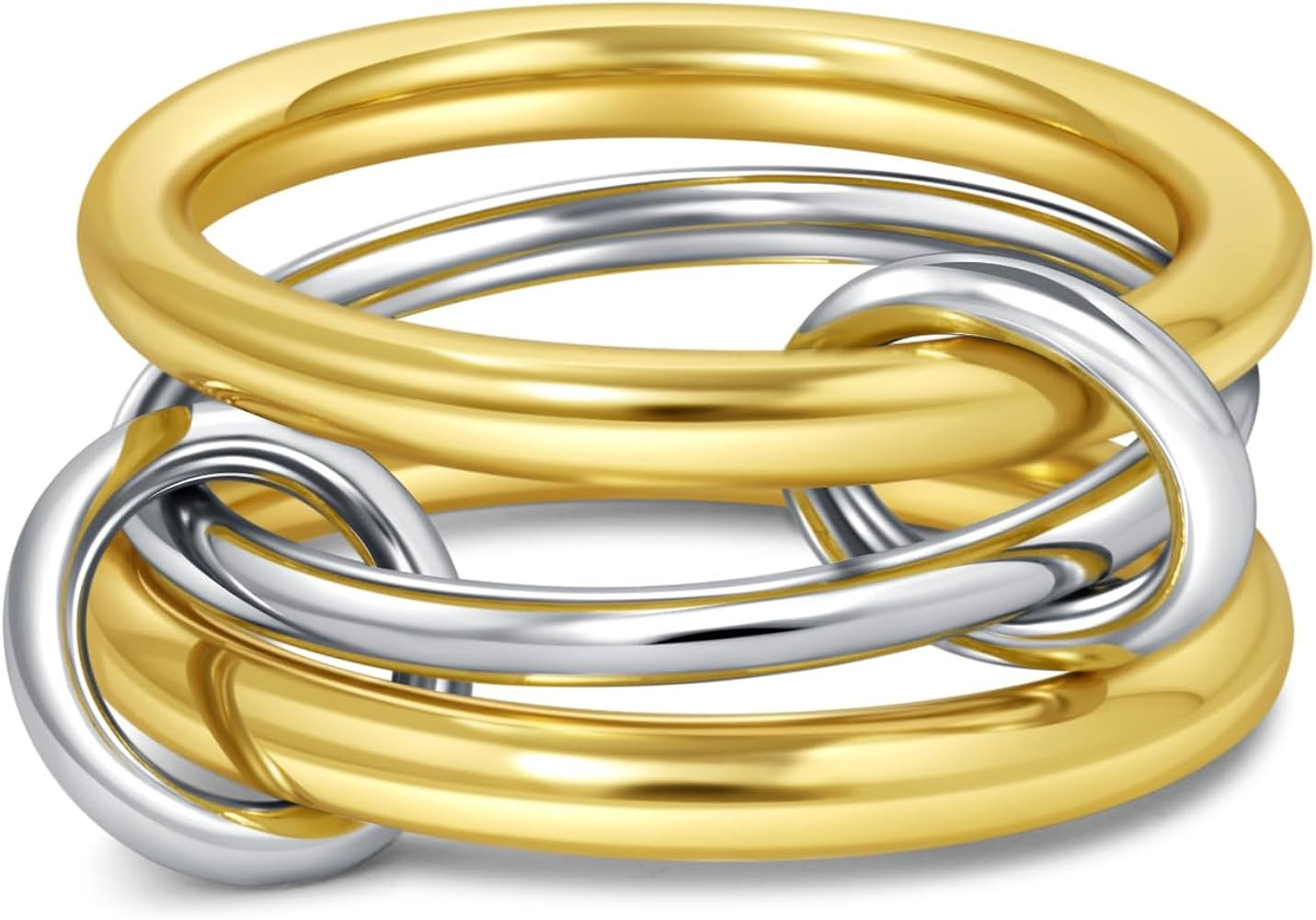 TLY Stackable Gold Rings for Women 18K Gold Plated Interlocking Ring Stack Set Gold Silver Mixed ... | Amazon (US)