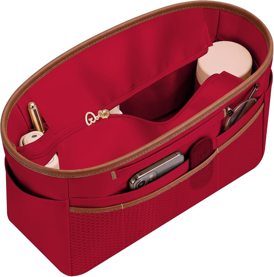 GIVLEFLY Purse Organizer Insert for Tote Bag, 14.5 Inch Satin Bag Organizer with Zipper Pocket, M... | Amazon (US)
