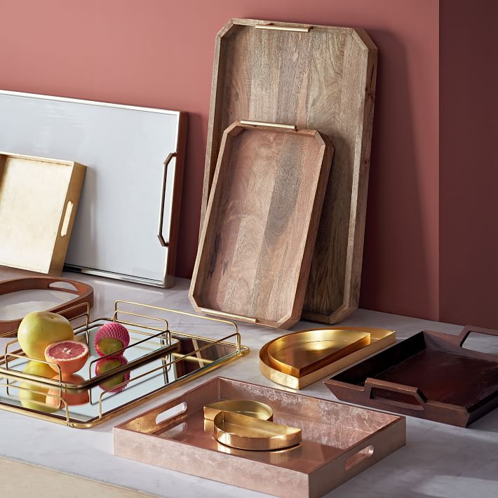 Deco Wood & Brass Handle Tray | West Elm (US)