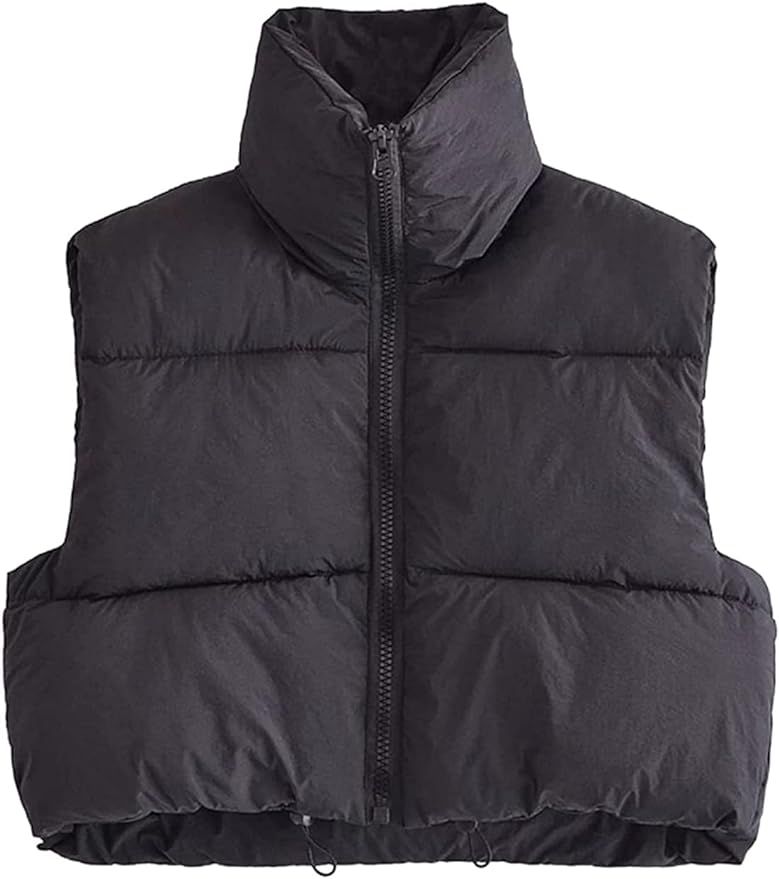 Athlisan Womens Cropped Puffer Vest Stand Collar Zip Up Lightweight Padded Coat | Amazon (US)