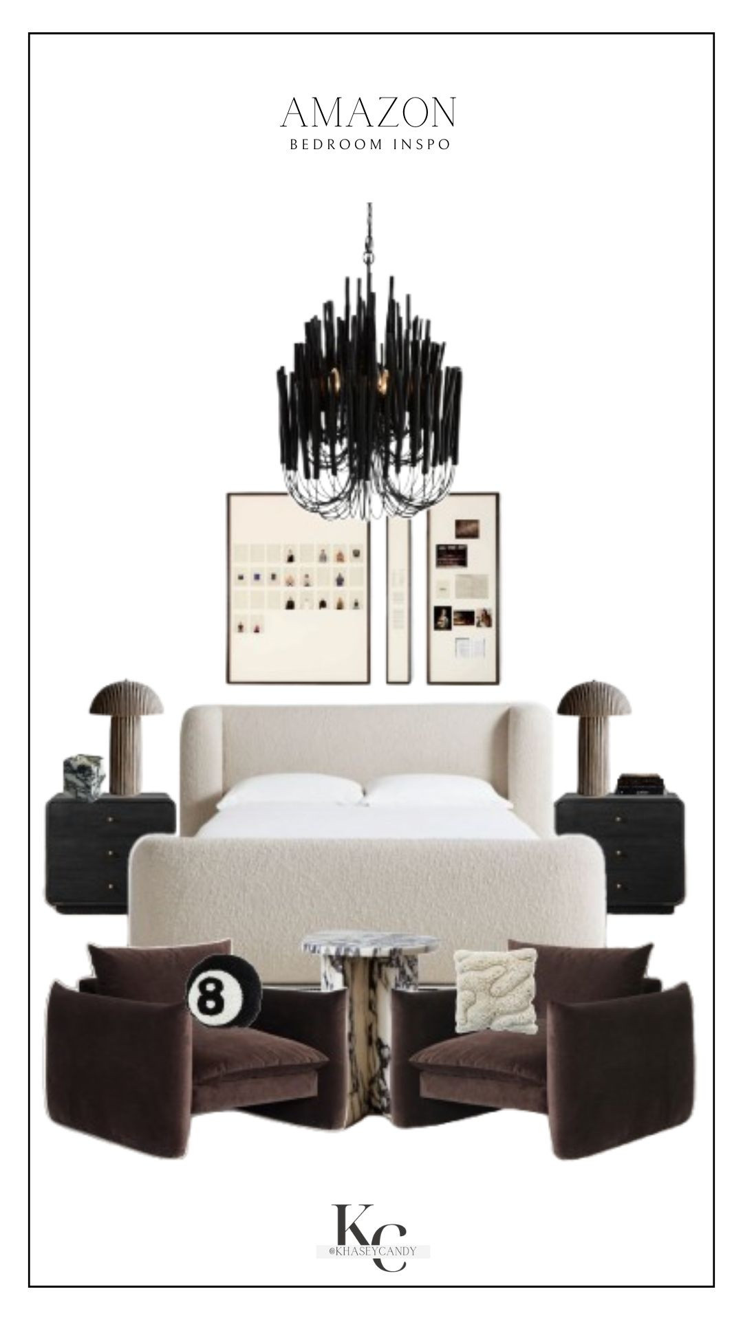 Elevated neutral modern bedroom style with affordable furniture from Amazon

neutral home, beige boucle bed frame, black chandelier, brown accent chairs, stone side table, black nightstand, luxury bedroom 

#LTKSaleAlert #LTKHome #LTKdayinmylife