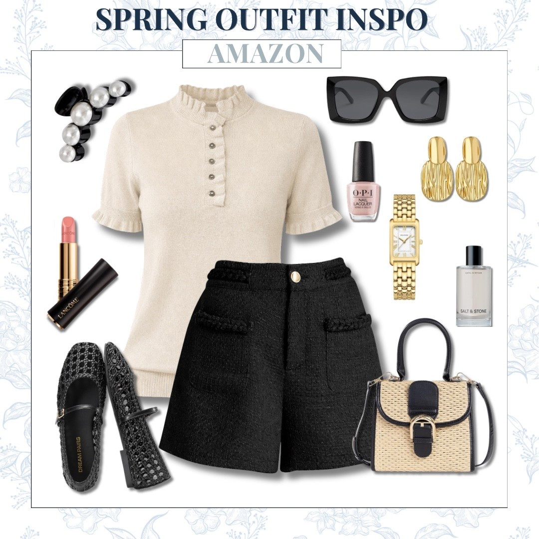 Spring Outfit Inspo
A refined neutral look featuring a soft knit top and textured black shorts for a balanced mix of structure and comfort. Paired with woven flats, a straw handbag, and statement gold jewelry for an elevated casual outfit perfect for warm spring days.


amazon spring outfit women, neutral spring outfit women, black shorts outfit women, knit top outfit women, elevated casual outfit women, amazon fashion finds women, chic neutral outfit women, everyday spring outfit women, womens casual chic outfit, woven flats outfit women, minimalist spring outfit women, classic neutral outfit women, polished casual outfit women, womens spring fashion inspiration, amazon clothing finds outfit, warm weather outfit women, sophisticated casual outfit women, simple elegant outfit women, AudrieDollins

#LTKOver40 #LTKootd #LTKWorkwear