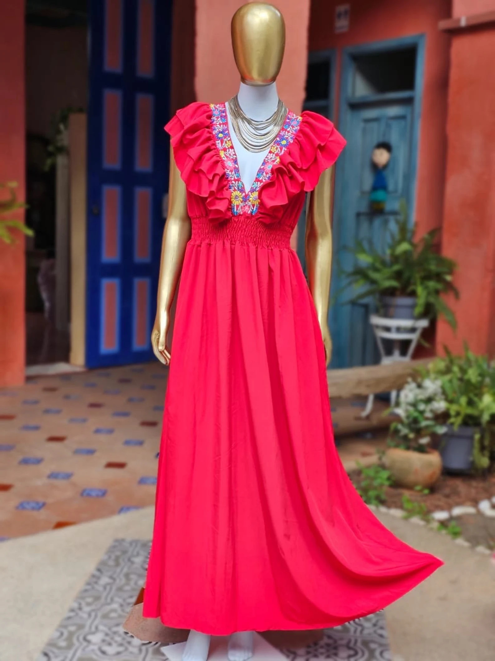 Beautiful long dress Maria Mexican embroidery, 5 de Mayo outfit, Mexican clothing for women party... | Etsy (US)