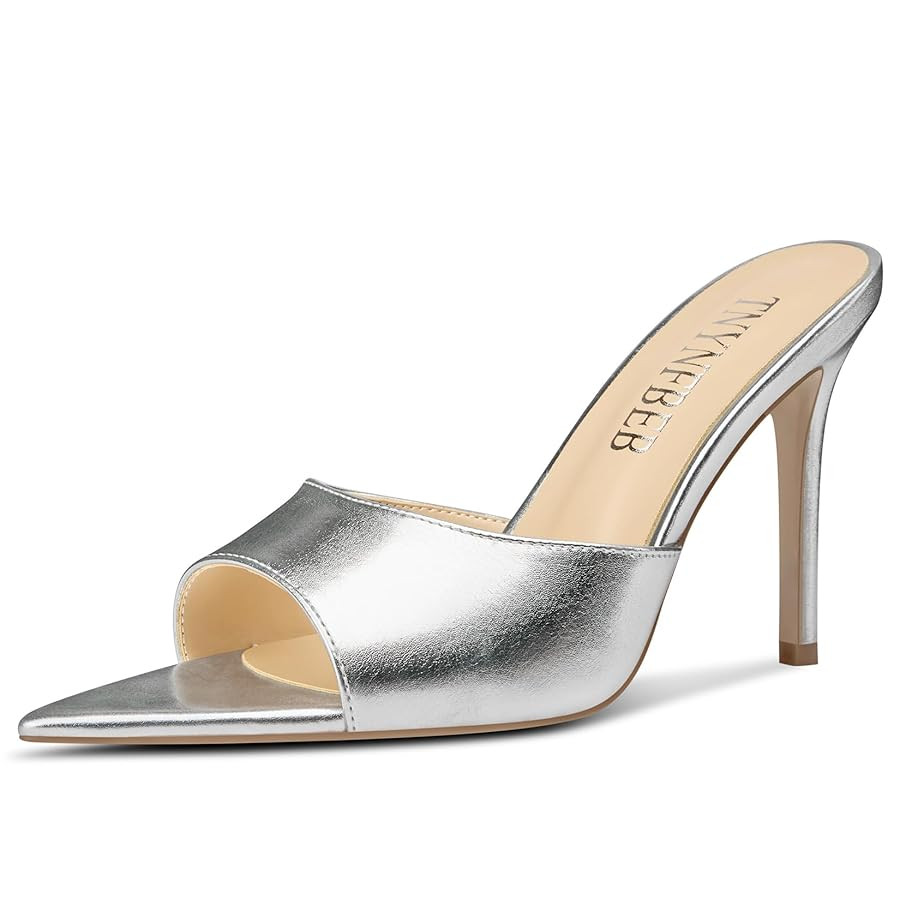 TNYNFBEB Womens Stiletto High Heel Pointed Open Toe Sandals Mules Shoes Slingback Slip-on Prom Pa... | Amazon (US)