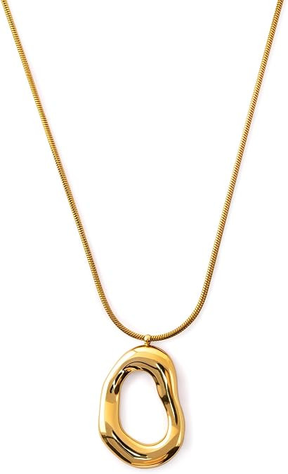 18K Gold Plated Irregular Pendant Chunky Statement Necklace for Women | Waterproof, sweat-resista... | Amazon (US)
