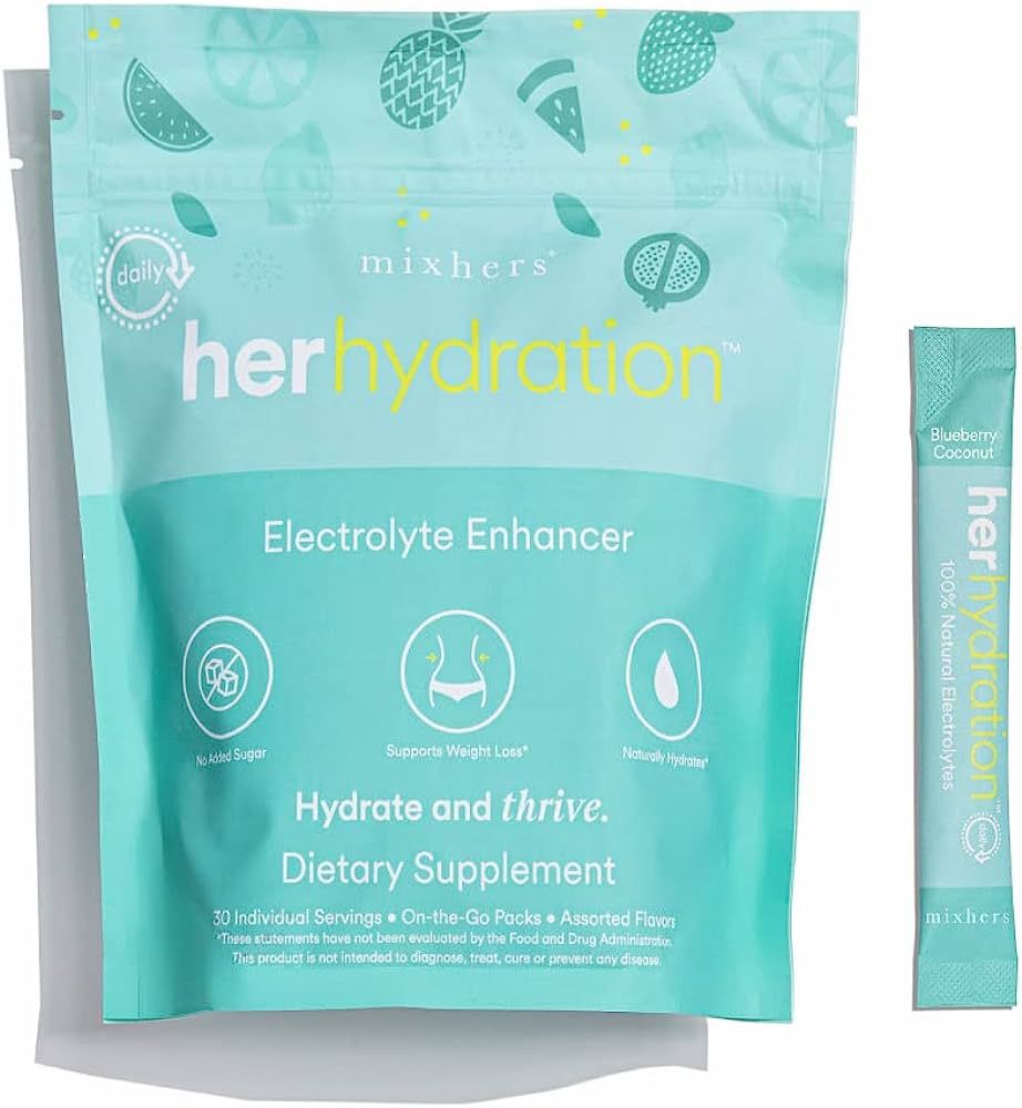 Mixhers Herhydration | Electrolytes Powder Packets| 15 Hydration Packets | Sugar Free| Blueberry ... | Amazon (US)