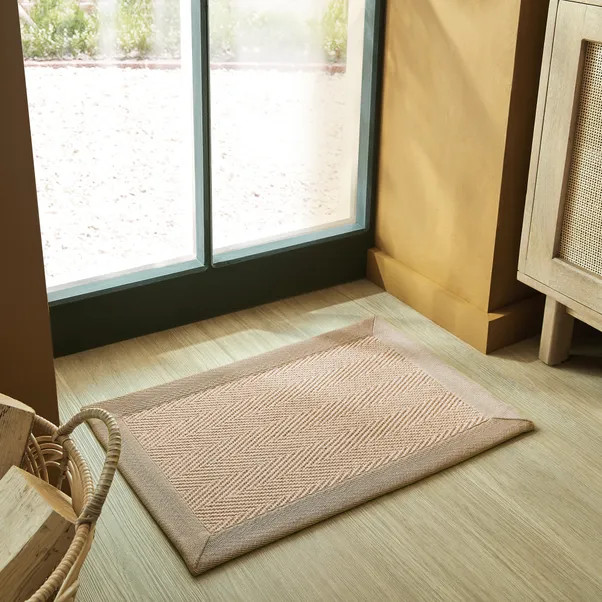Herringbone Jute Border Doormat | Dunelm (migrated)