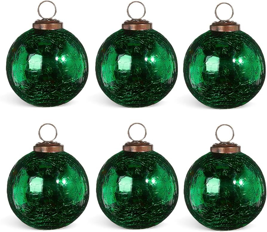 RAZ Imports Box of Green Crackle Ball Ornaments, 3-inch Diameter, Christmas Decoration, Christmas... | Amazon (US)