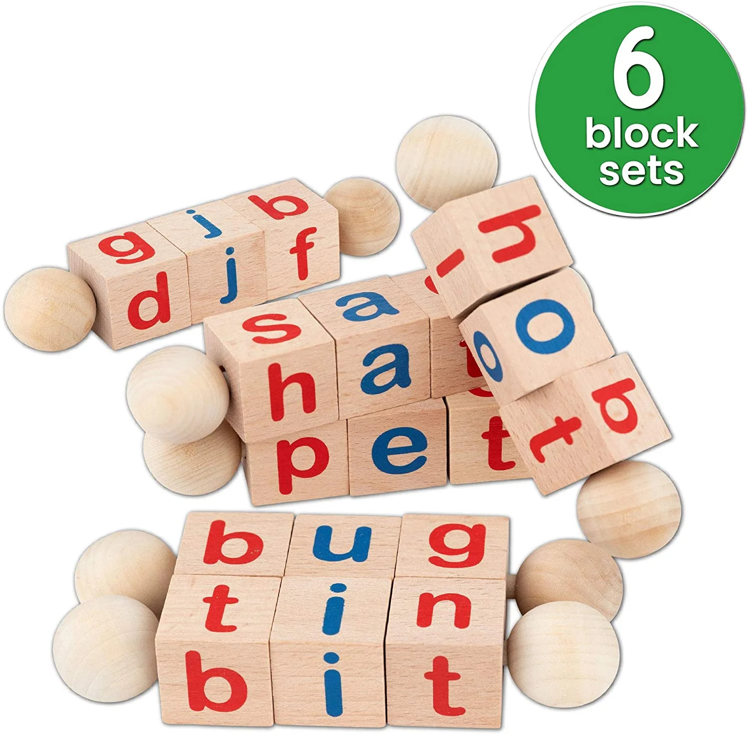 Toy To Enjoy Wooden Reading Blocks (6 Pieces) Phonetic Educational Spinning Alphabet Letter Spell... | Walmart (US)