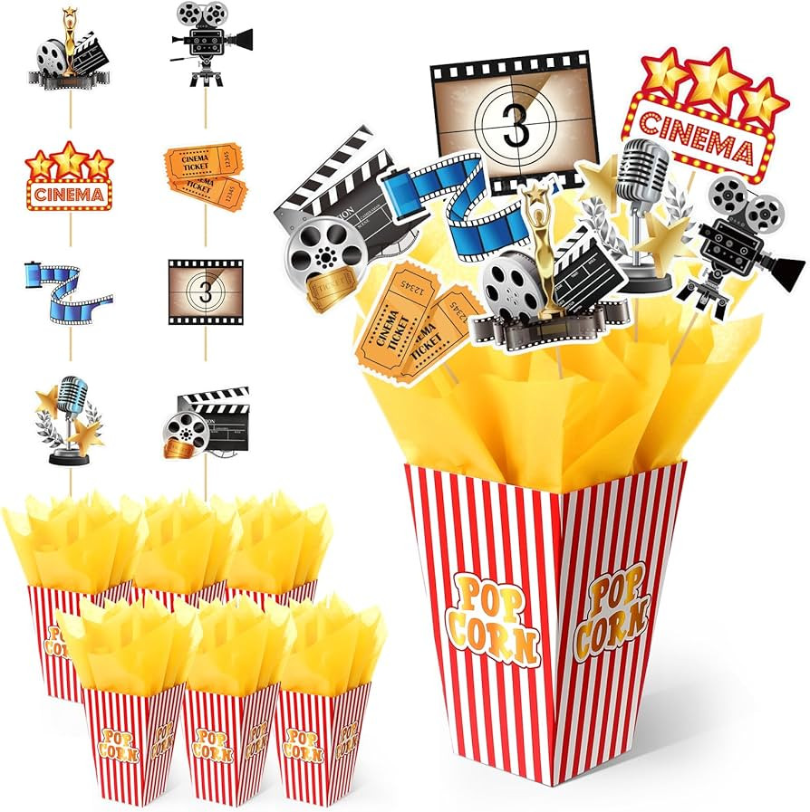 LemonRoad 6 Sets 74 Pcs Movie Night Party Centerpieces Movie Night Theme Decorations Ticket and S... | Amazon (US)