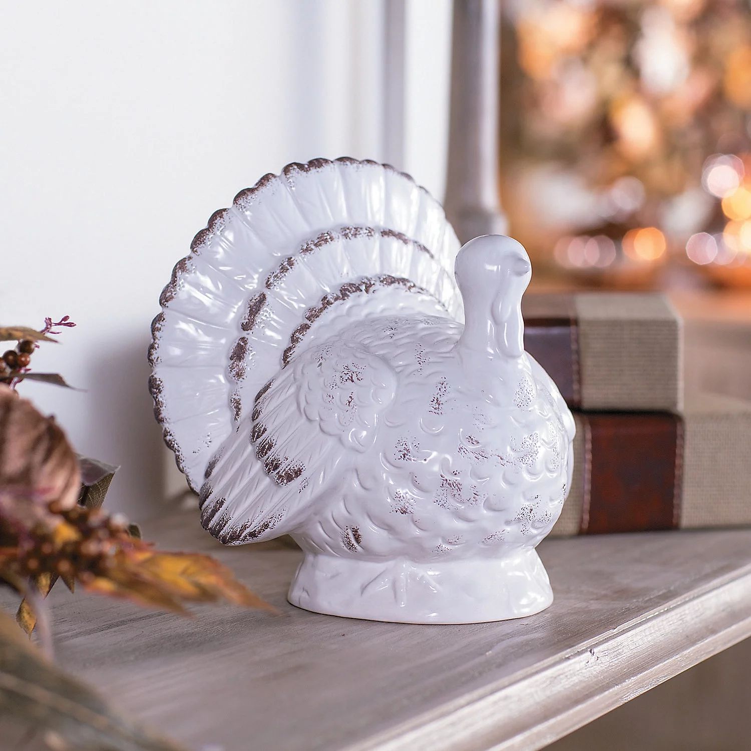 Gilded Harvest White Ceramic Turkey - Home Decor - 1 Piece - Walmart.com | Walmart (US)