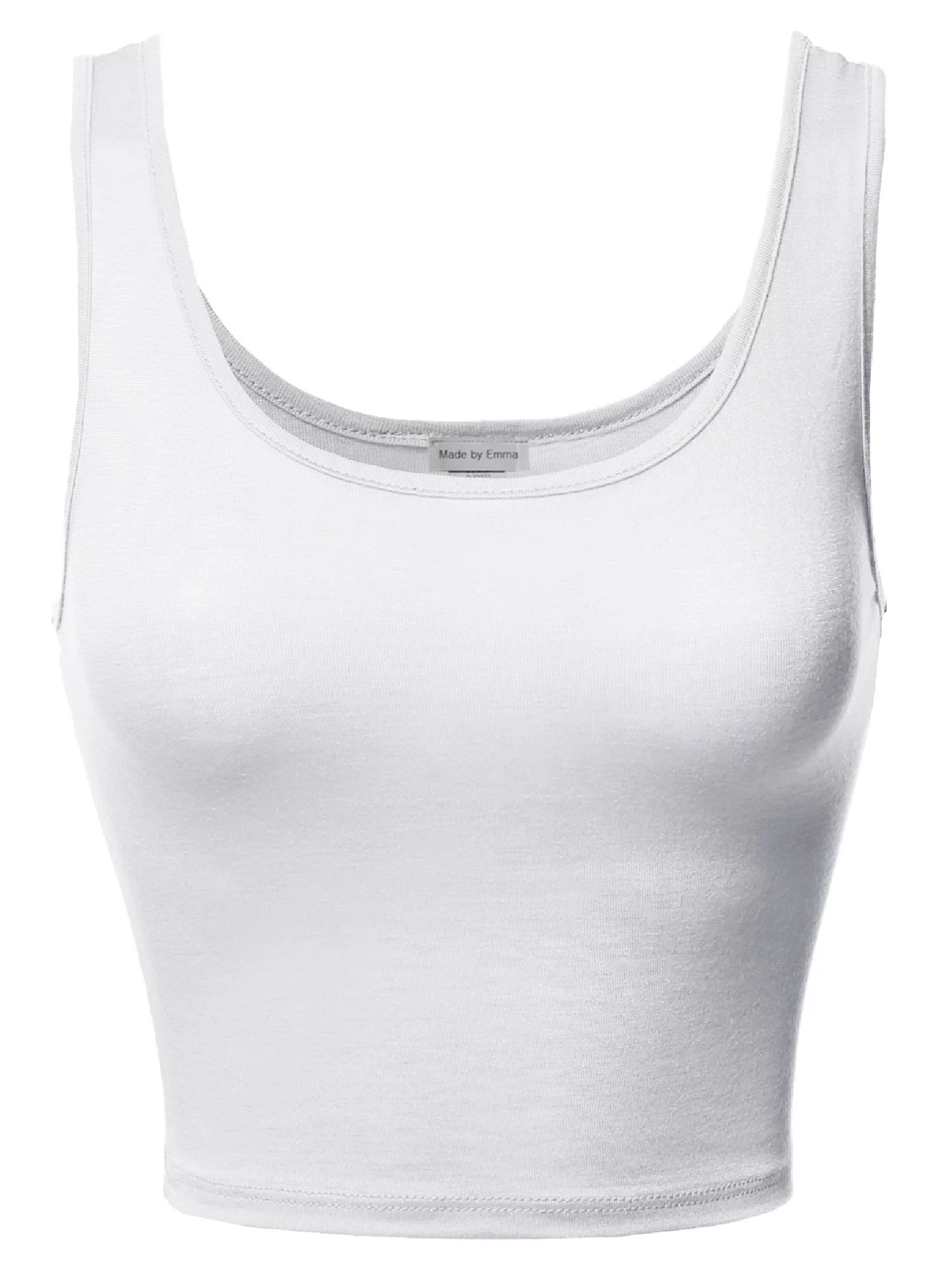 FashionOutfit Women's Junior Sized Basic Solid Sleeveless Crop Tank Top - Walmart.com | Walmart (US)