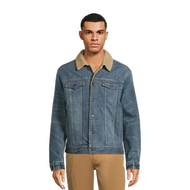 George Men's Denim Jacket with Faux Sherpa Lining, Sizes S-3XL | Walmart (US)