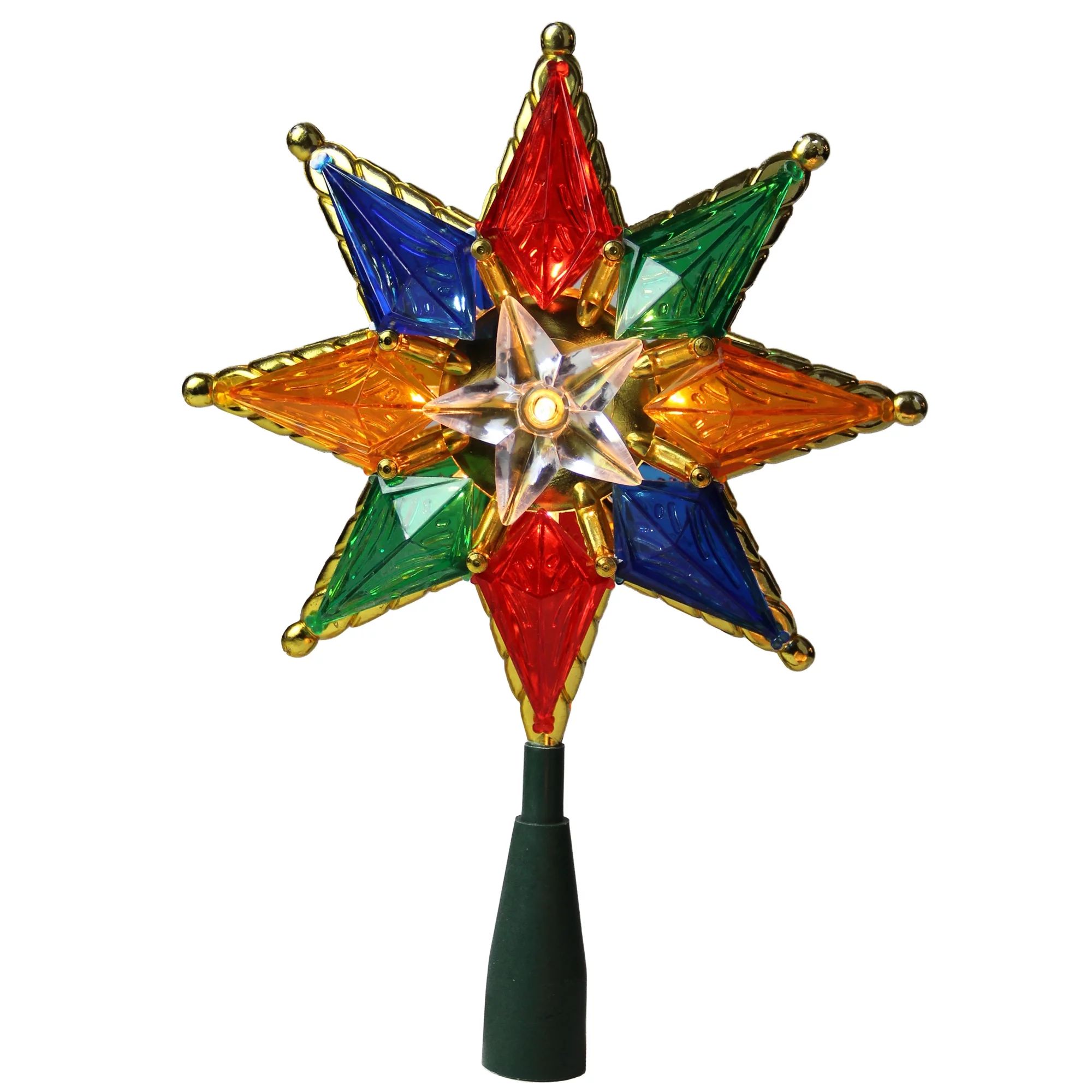 8" Lighted Multi Color 8-Point Star Christmas Tree Topper - Clear Lights - Walmart.com | Walmart (US)