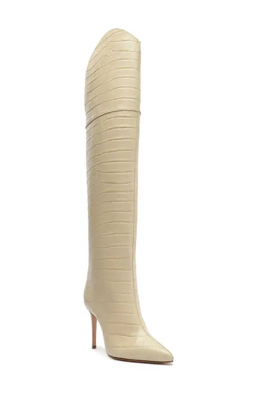 Schutz Maryana Croc Embossed Over the Knee Boot in Eggshell at Nordstrom, Size 8 | Nordstrom