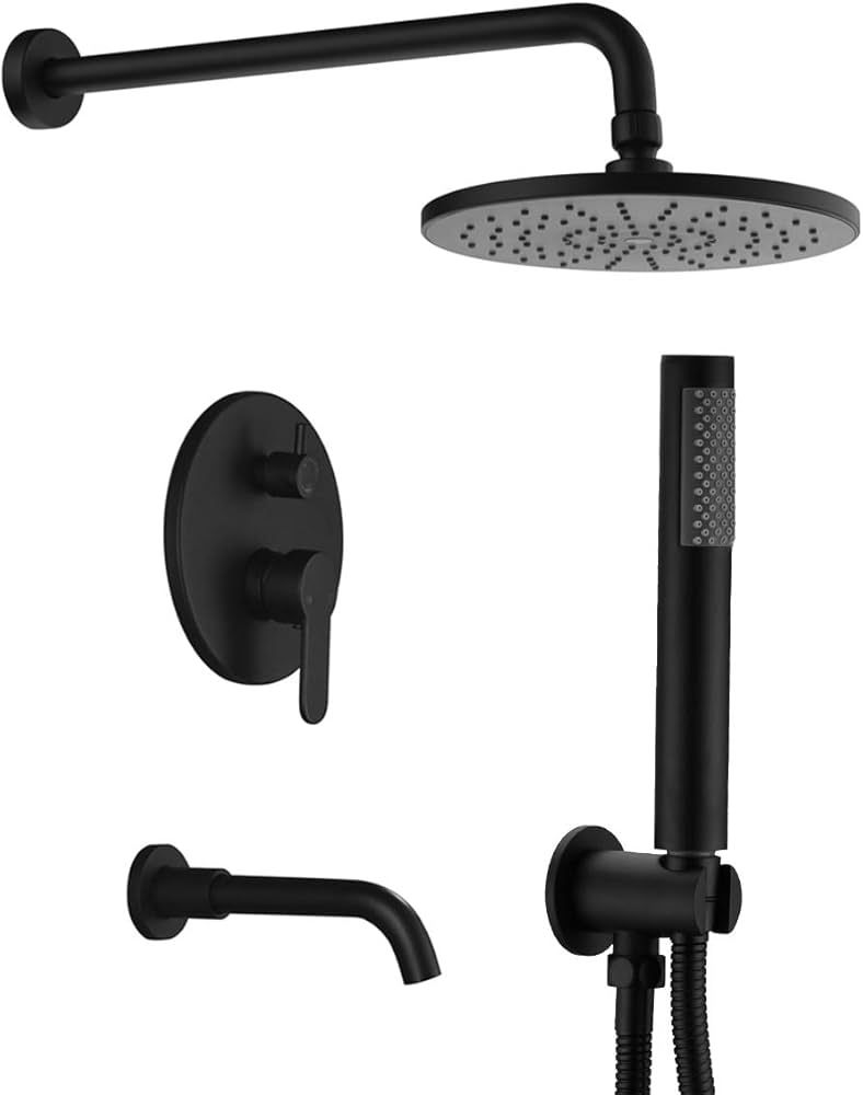 Rzoeox Bathroom Shower Faucet Sytstem,Matte Black Rainfall Mixer Shower Combo Set with High Press... | Amazon (CA)