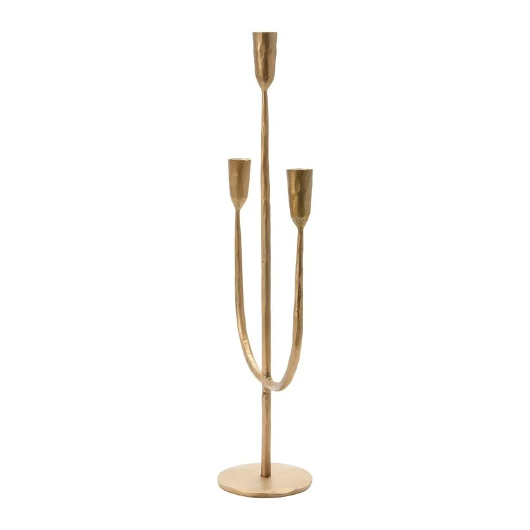 Creative Co-Op Hand-Forged Metal Candelabra, Antique Brass Finish | Walmart (US)