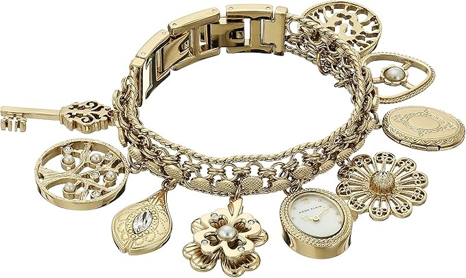 Anne Klein Women's Premium Crystal Accented Charm Bracelet Watch | Amazon (US)