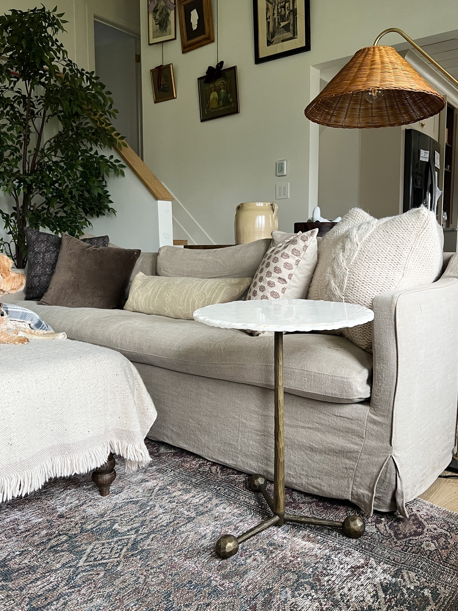 Living room decor, side table, loloi rug, marble and brass table, floor lamp.

#LTKFind #LTKhome #LTKstyletip