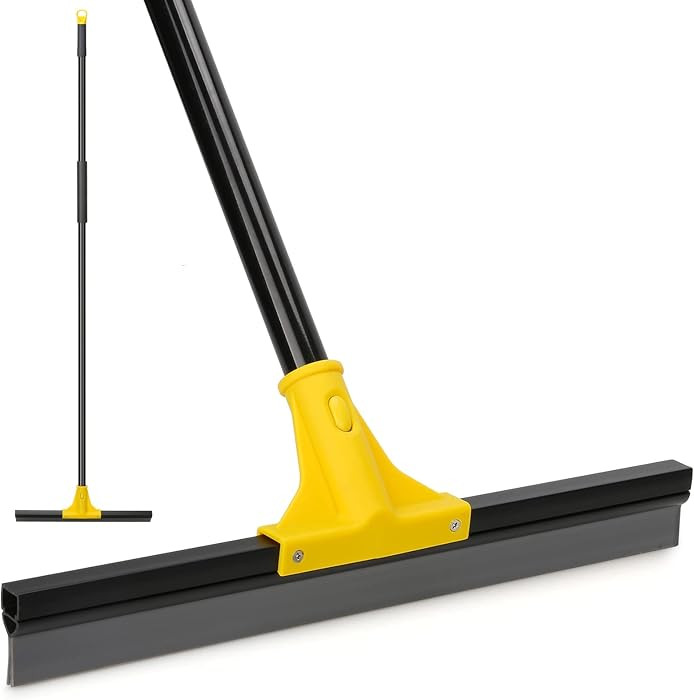 Squeegee Broom for Floor, 18'' Heavy Duty Rubber Wiper with 60'' Long Handle for Bathroom Tile, G... | Amazon (US)