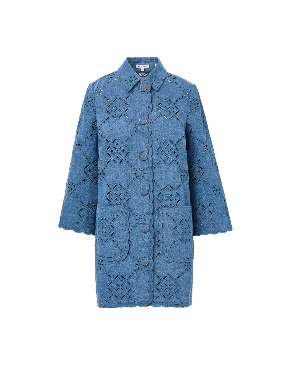 Erilyn Eyelet Shirtdress in Blue Denim | Veronica Beard | Veronica Beard
