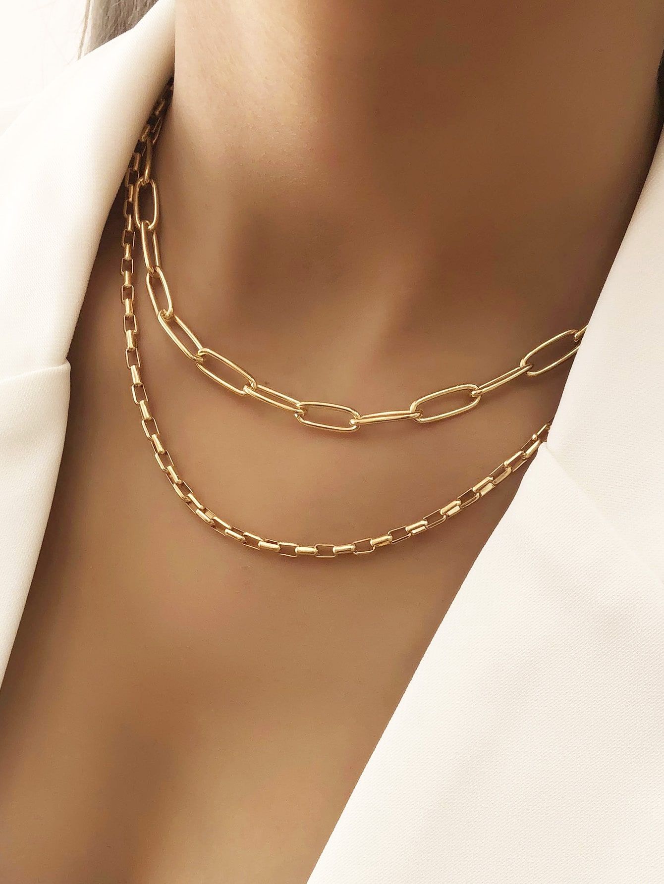 2pcs Metal Chain Necklace | SHEIN