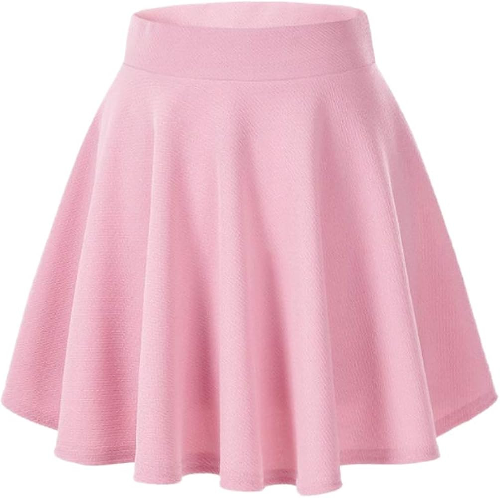 Afibi Casual Mini Stretch Waist Flared Plain Pleated Skater Skirt | Amazon (US)