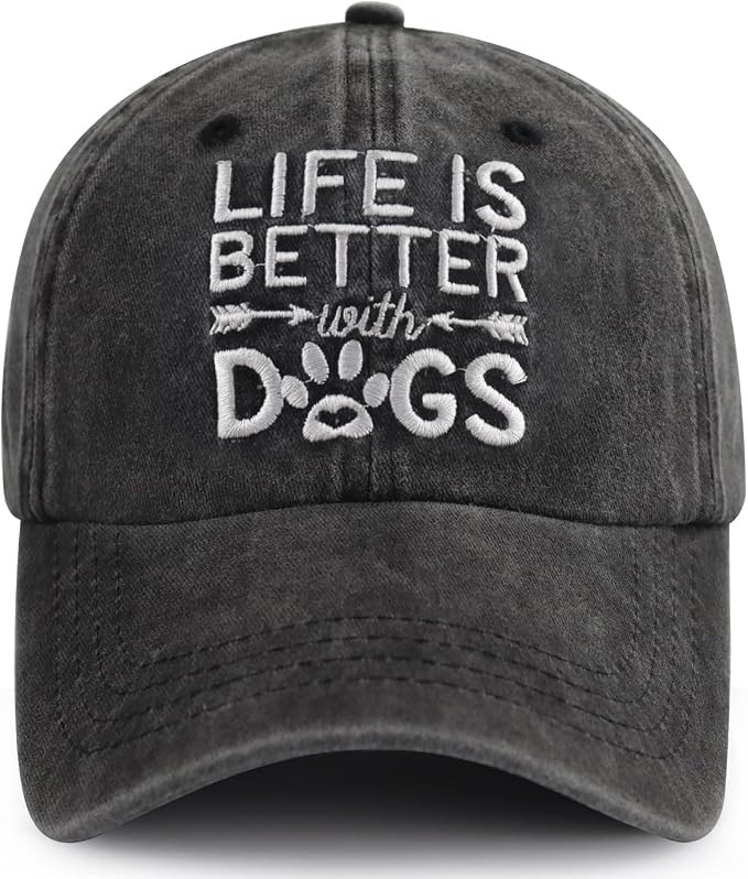 Life is Better with Dogs Hat for Men Women, Funny Adjustable Embroidered Animal Gifts Baseball Ca... | Amazon (US)