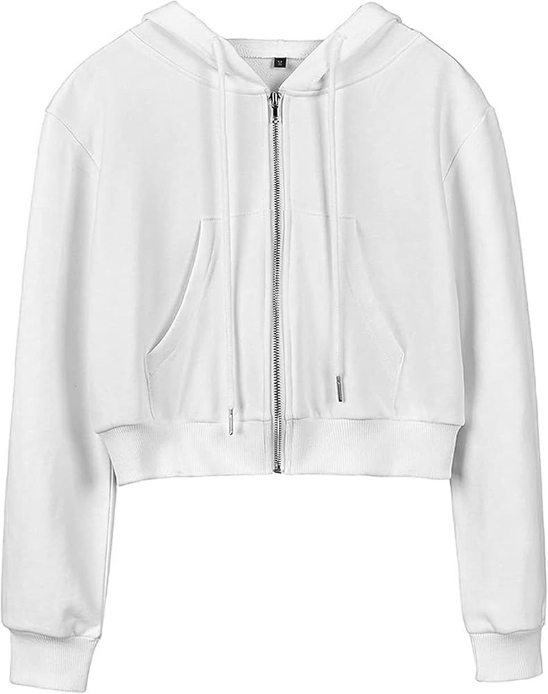 Athlisan Women's Crop Sweatshirt Fashion Black Crop Zip Up Hoodie Jacket for Women | Amazon (US)