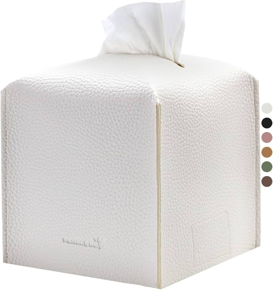PENGLONG Tissue Box Cover 5X5X5'' PU Leather Tissue Holder Square Tissue Cube Box Organizer for B... | Amazon (US)