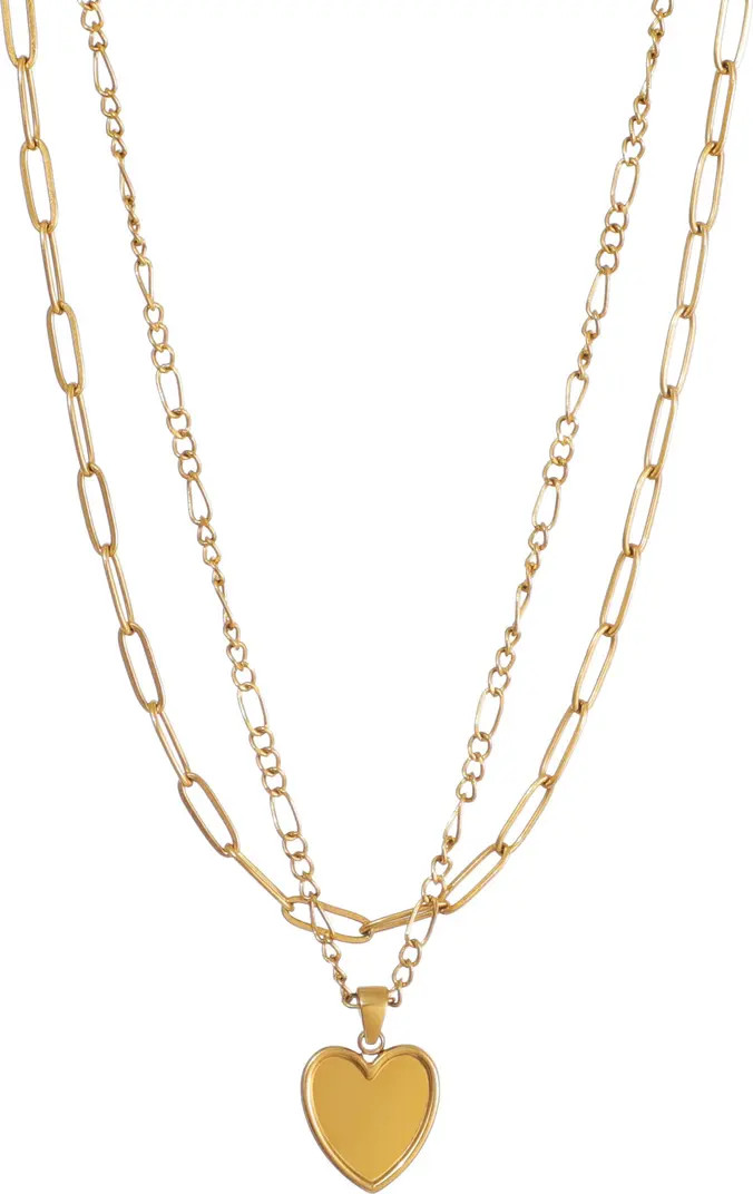 Adornia Set of 2 Oval Link Chain & Heart Pendant Necklaces | Nordstromrack | Nordstrom Rack