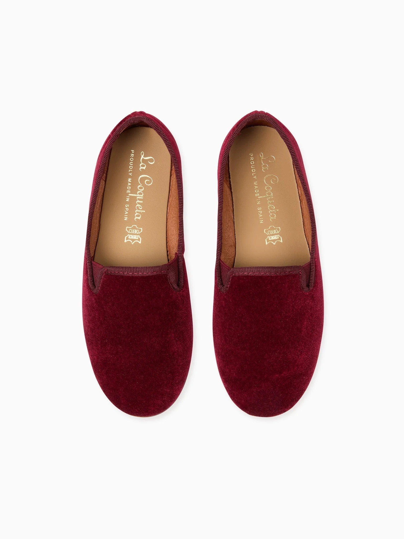Burgundy Kids Velvet Slippers | La Coqueta (US)