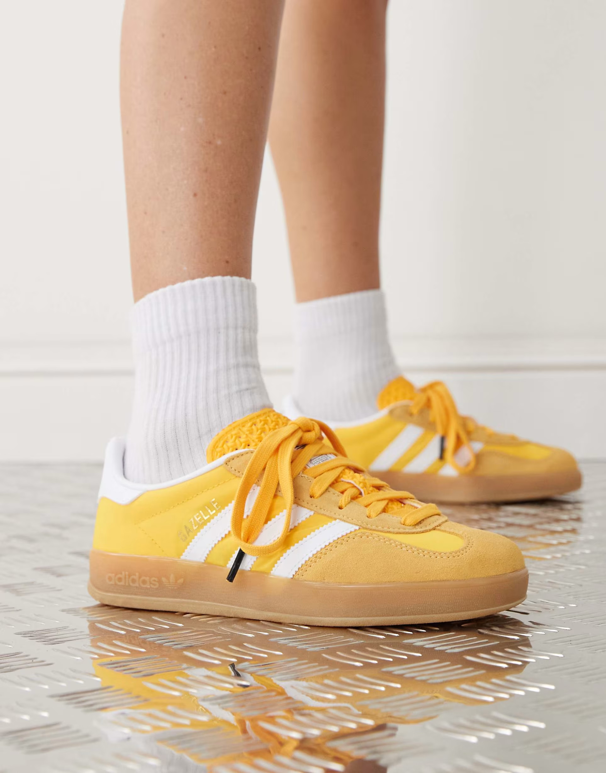 adidas Originals Gazelle Indoor sneakers in yellow and white | ASOS (Global)