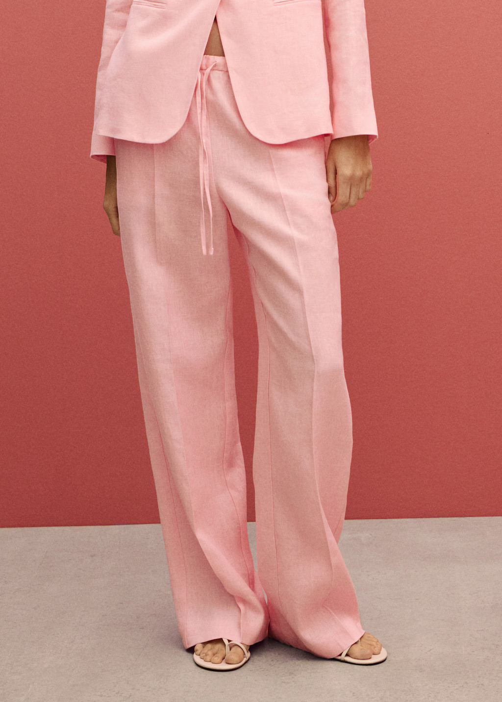 Straight-fit linen pants with bow - Women | MANGO USA | Mango (US/MX/AU)