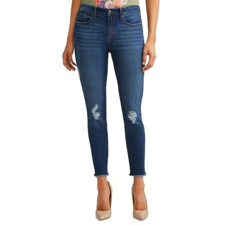 Sofía Skinny Destructed Mid Rise Ankle Jean Women's (Medium Wash) | Walmart (US)