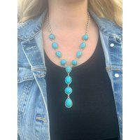 Turquoise Western Y Wedding Necklace, Jewelry, Turquoise Jewelry | Etsy (US)