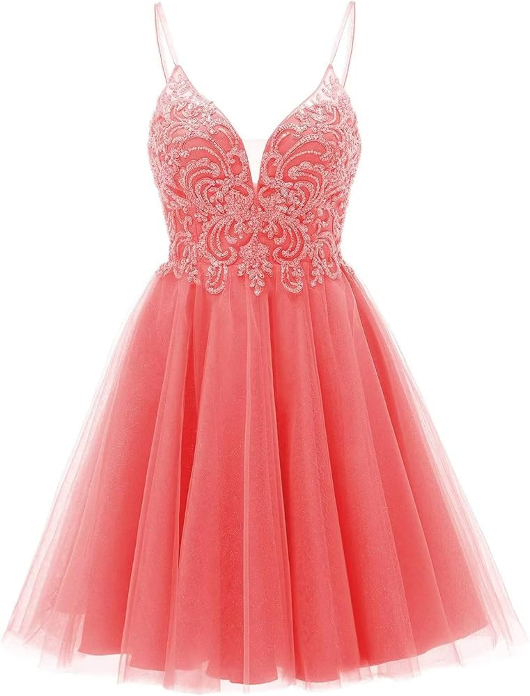 Tulle Homecoming Dresses 2023 Short Prom Dresses Teens Sparkly Cocktail Party Gowns | Amazon (US)