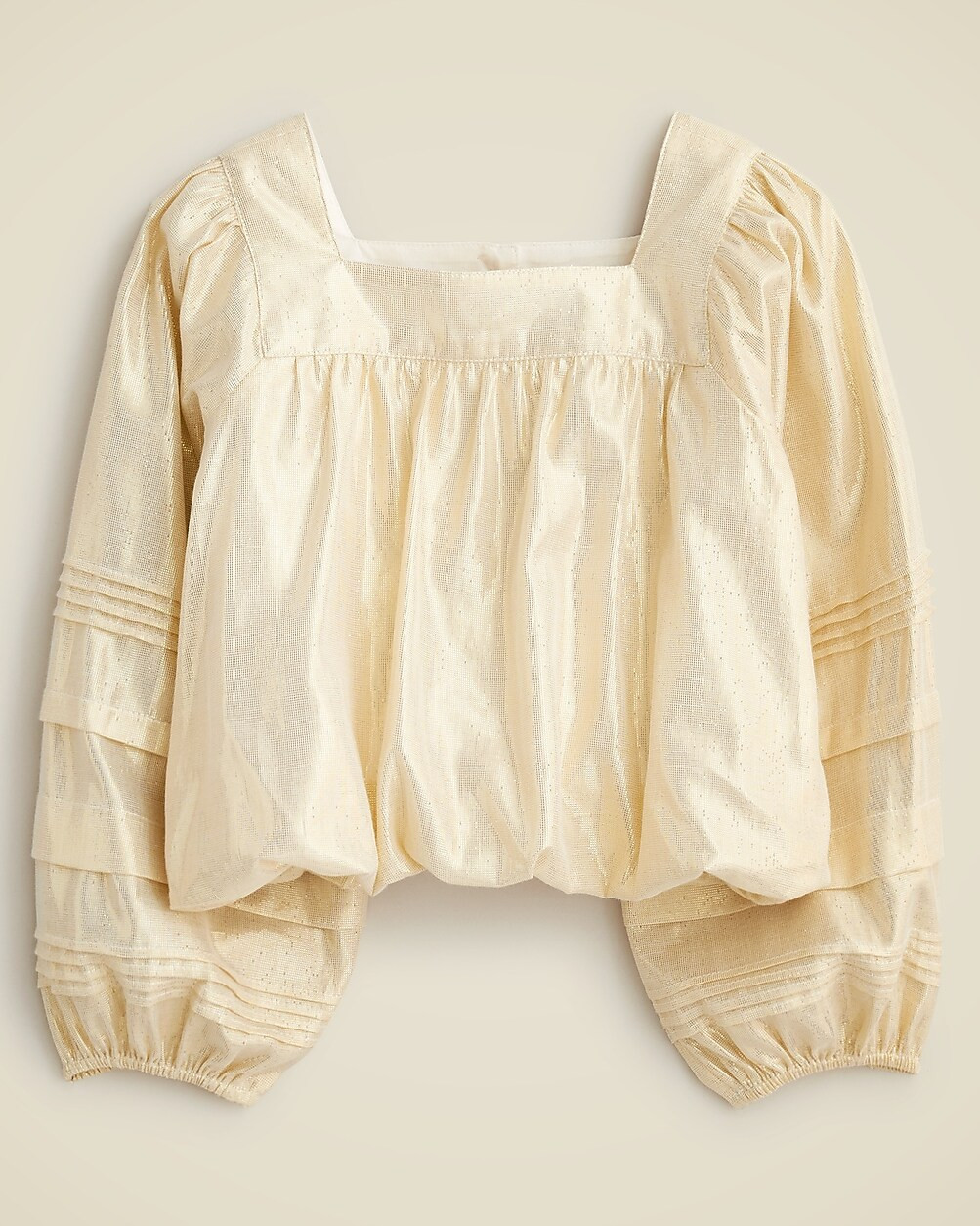 Girls' bubble-hem top in gold lamé | J. Crew US