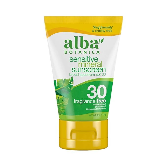 Alba Botanica Sensitive Mineral Sunscreen Lotion SPF 30, Fragrance Free, 4 Oz (Packaging May Vary... | Amazon (US)