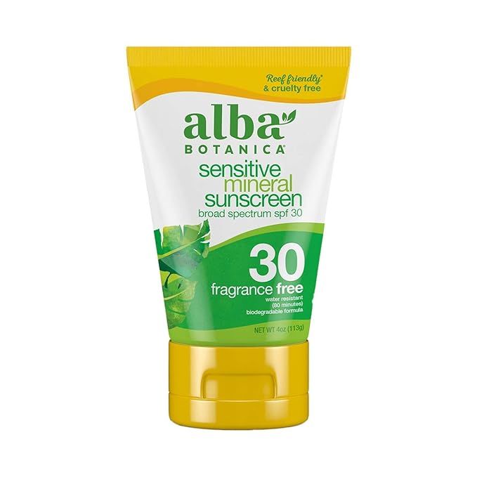 Alba Botanica Sensitive Mineral Sunscreen Lotion SPF 30, Fragrance Free, 4 Oz (Packaging May Vary... | Amazon (US)