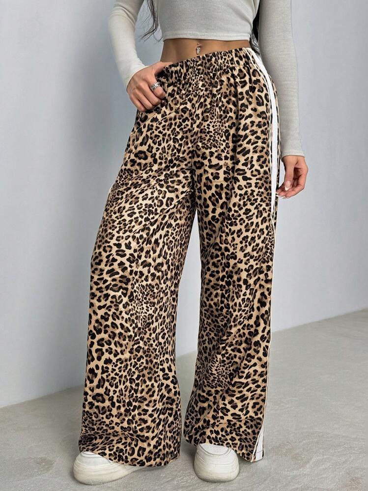 Shein Petite Leopard Print Pants | SHEIN