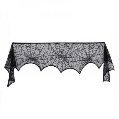 Halloween Table Runner Party Decorations Black Lace Spider Web Lampshade Window Door Fireplace Cover | Walmart (US)