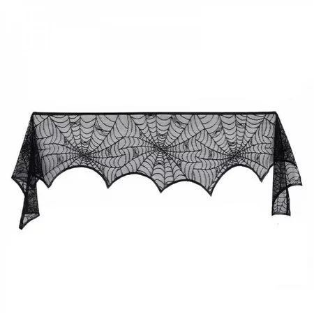 Halloween Table Runner Party Decorations Black Lace Spider Web Lampshade Window Door Fireplace Cover | Walmart (US)