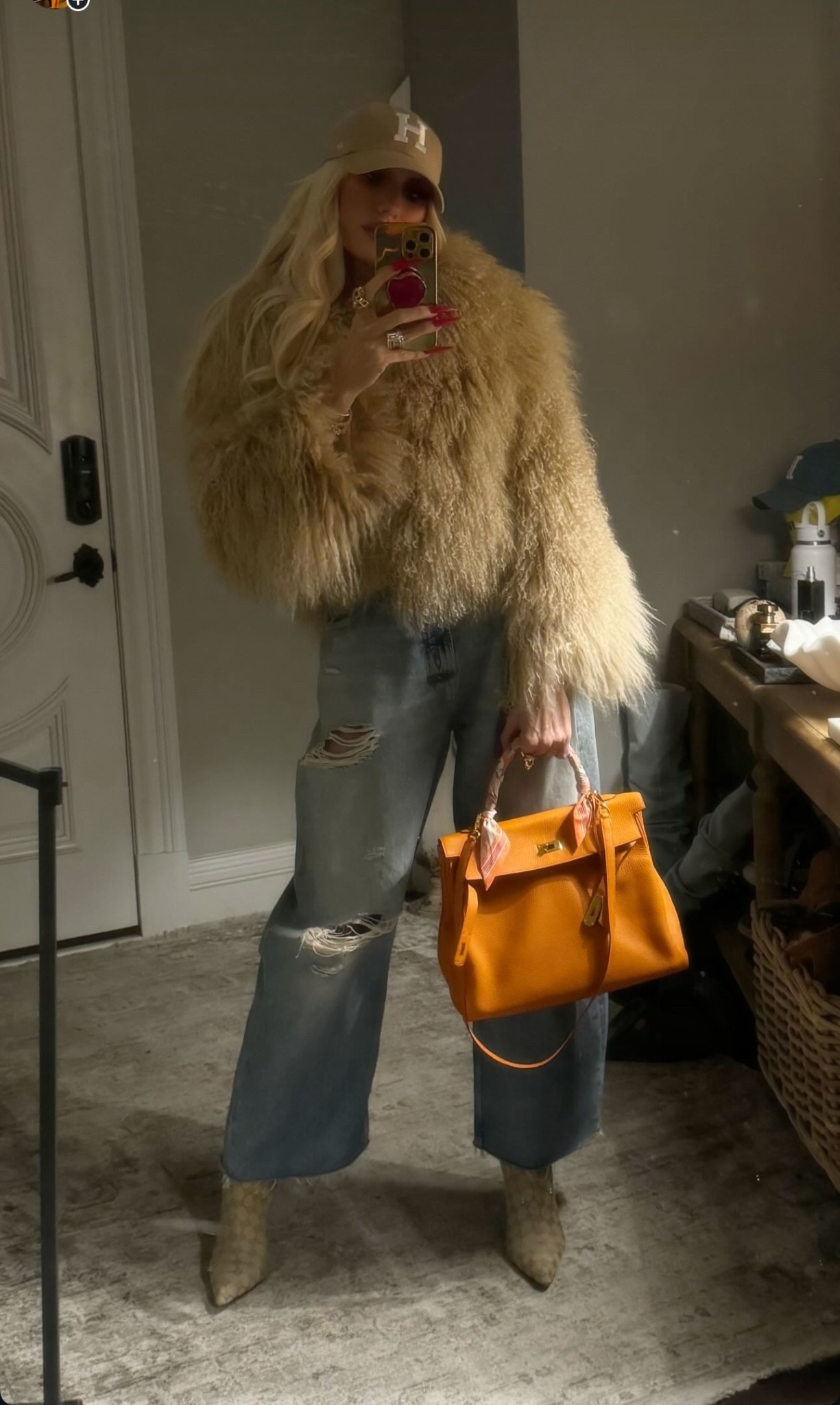 Size up in fur for relaxed styling 