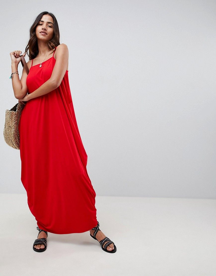 ASOS DESIGN tab back drape hareem maxi dress - Red | ASOS US