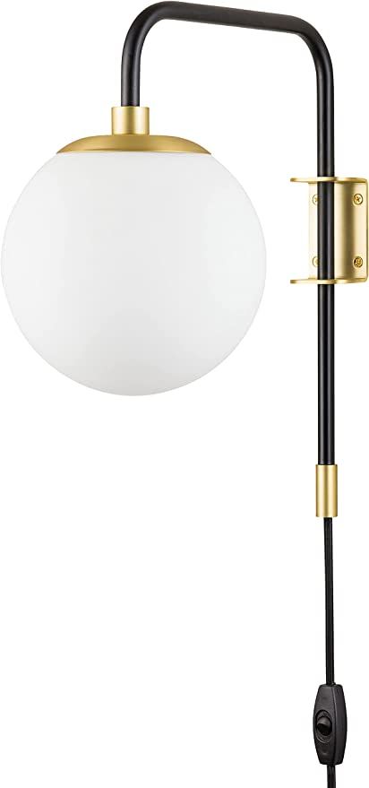 Linea di Liara Gold Wall Sconce Plug in Wall Light - Caserti Swing Arm Wall Mounted Lamp with On ... | Amazon (US)