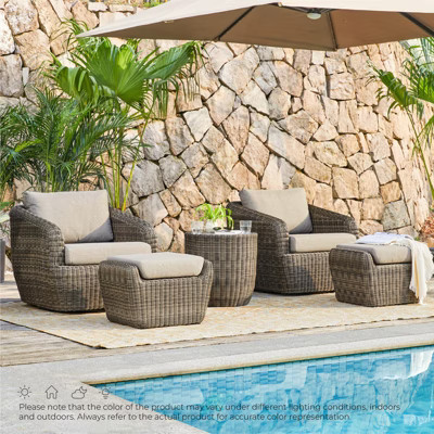 Spruce & Spring 5-Piece Gray Outdoor Patio Dining Set with Brownish Gray Cushions | Target